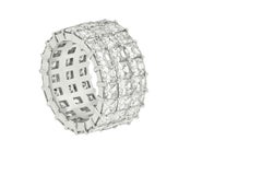 Diana M. Platinum 14.00 Cts Asscher Cut Diamond Three Row  Band