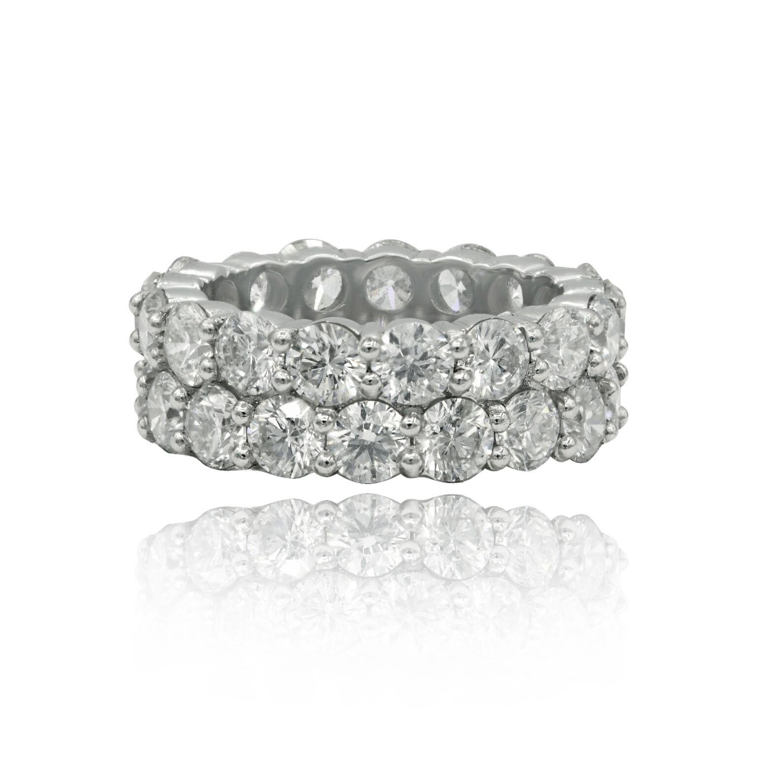 Platinum two row diamond etarnity band features 11.71 crt  of round brilliant cut diamonds.
Diana M. is a leading supplier of top-quality fine jewelry for over 35 years.
Diana M is one-stop shop for all your jewelry shopping, carrying line of