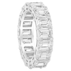 Diana M. Platino 6,40 Ct  Alianza de boda de eternidad con diamante talla esmeralda