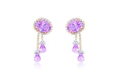 Orecchini Diana M. I. in quarzo 45cts lavorati a mano con briolette pendenti