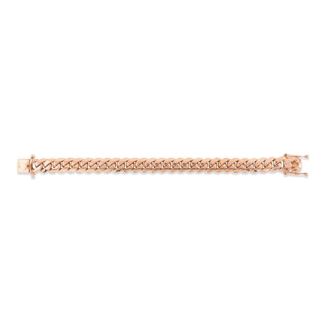 14kt rose gold cuban link bracelet measuring 8