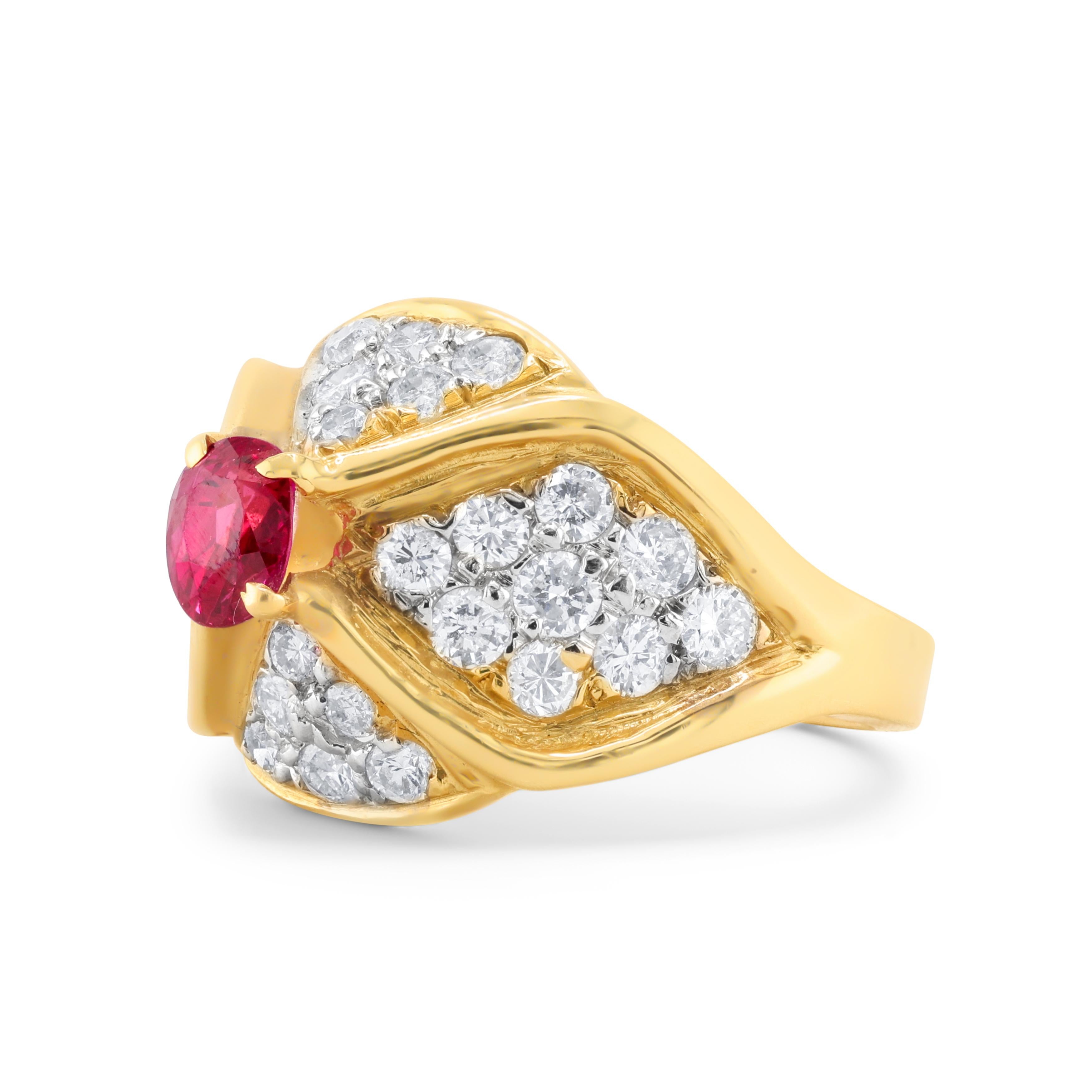 Oval Cut Diana M. 1.70 Cts. Ruby and Diamond Fashion Cocktail Ring For Sale