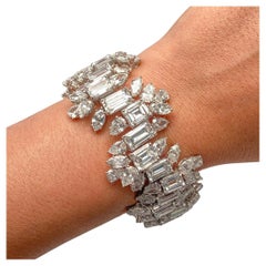 Diana M.  Spectacular 96ct Vintage Diamond Bracelet, Platinum All GIA DEF VVS