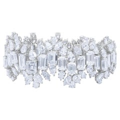 M. A&M.  Spectaculaire bracelet vintage en platine avec diamants 96 carats certifiés GIA DEF VVS 