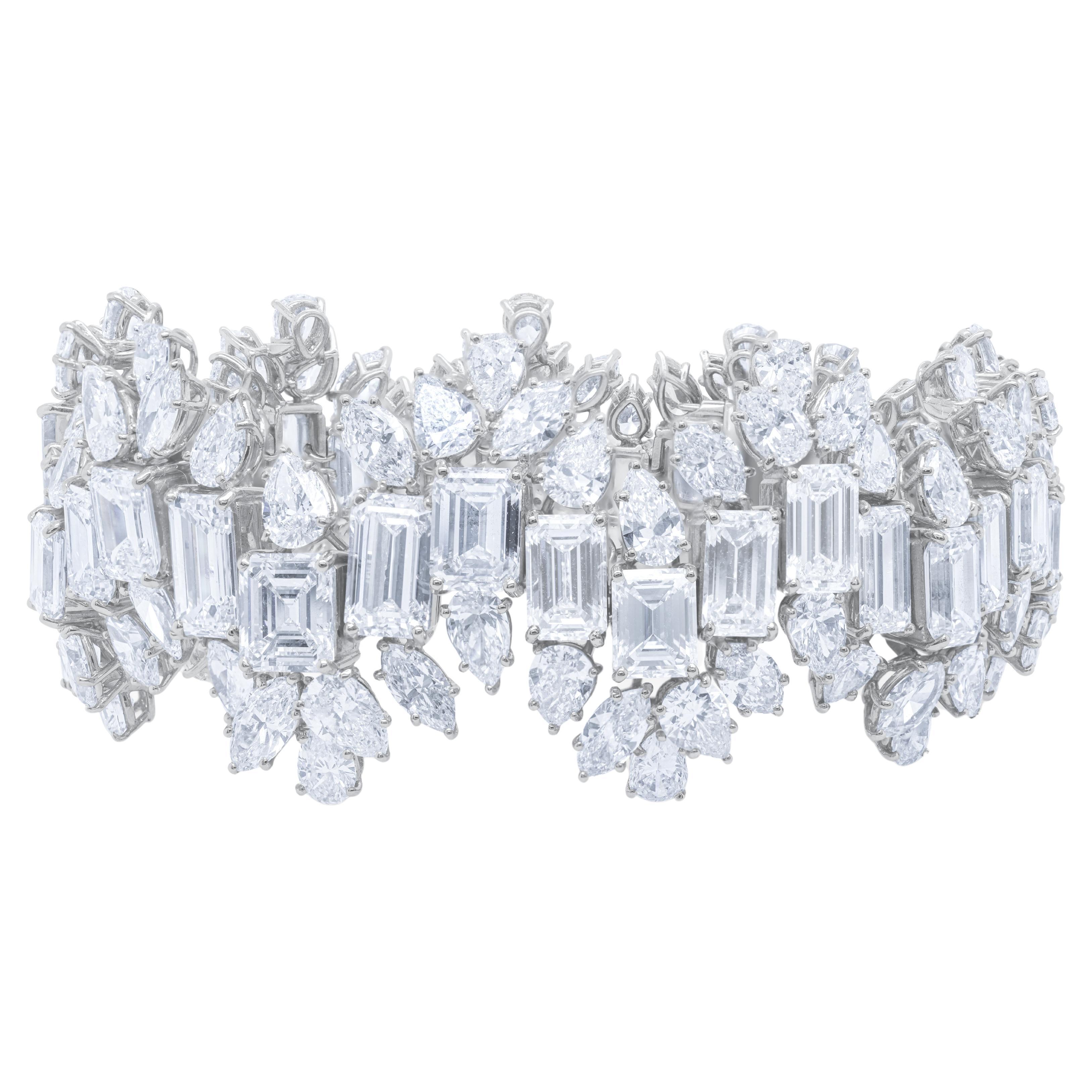 Diana M.  Spectacular 96ct Vintage Diamond Bracelet, Platinum All GIA DEF VVS For Sale