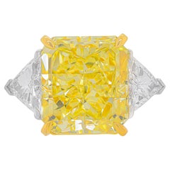 Used Diana M. Fancy Intense Yellow Diamond 23.88cts VS2 Set with 2cts Trillions GIA