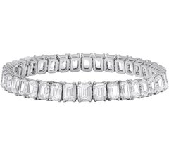 Diana M.22.88 Carat 4 Prong Diamond Emerald Cut Tennis Bracelet.