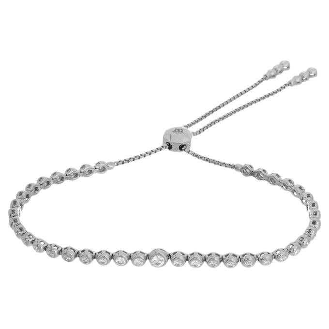 Diana M.14kt white gold adjustable bracelet features 1.00 cts tw of round diamon For Sale
