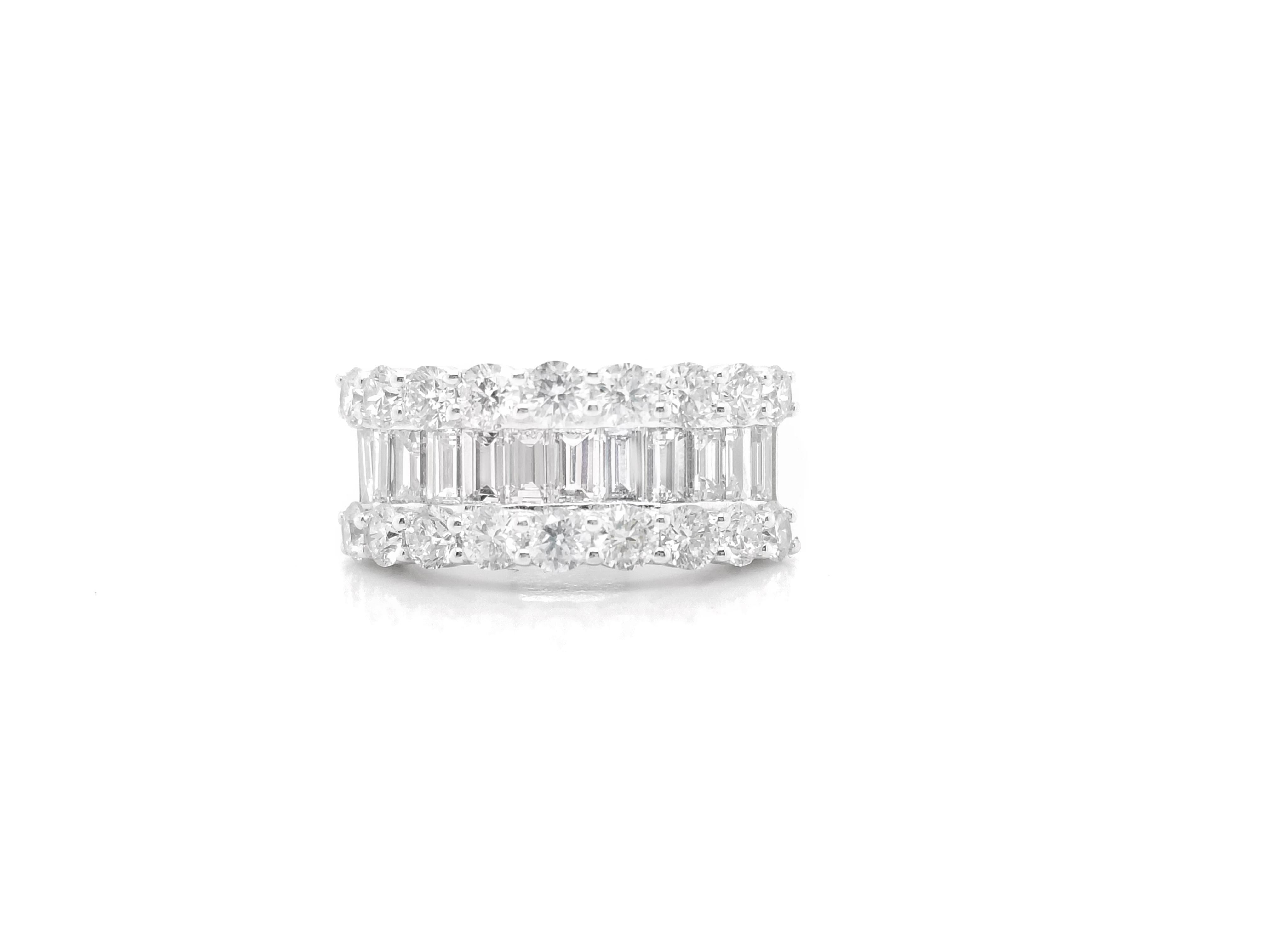 18 karat white gold wedding band features 4.00 cts total of round brilliant and baguette cut diamonds.
Diana M. is a leading supplier of top-quality fine jewelry for over 35 years.
Diana M is one-stop shop for all your jewelry shopping, carrying