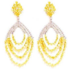 Diana M.18 kt White and Yellow Gold Chandelier Diamond Earrings