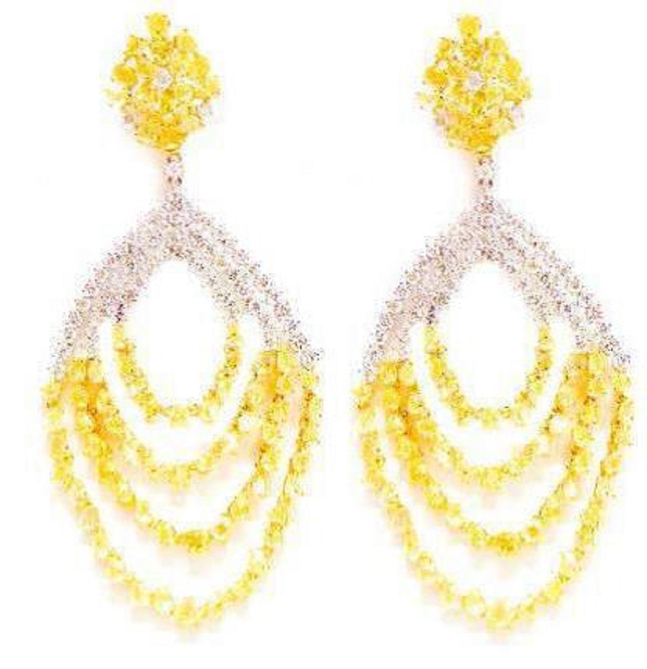 Modern Diana M.18 kt White and Yellow Gold Chandelier Diamond Earrings  For Sale