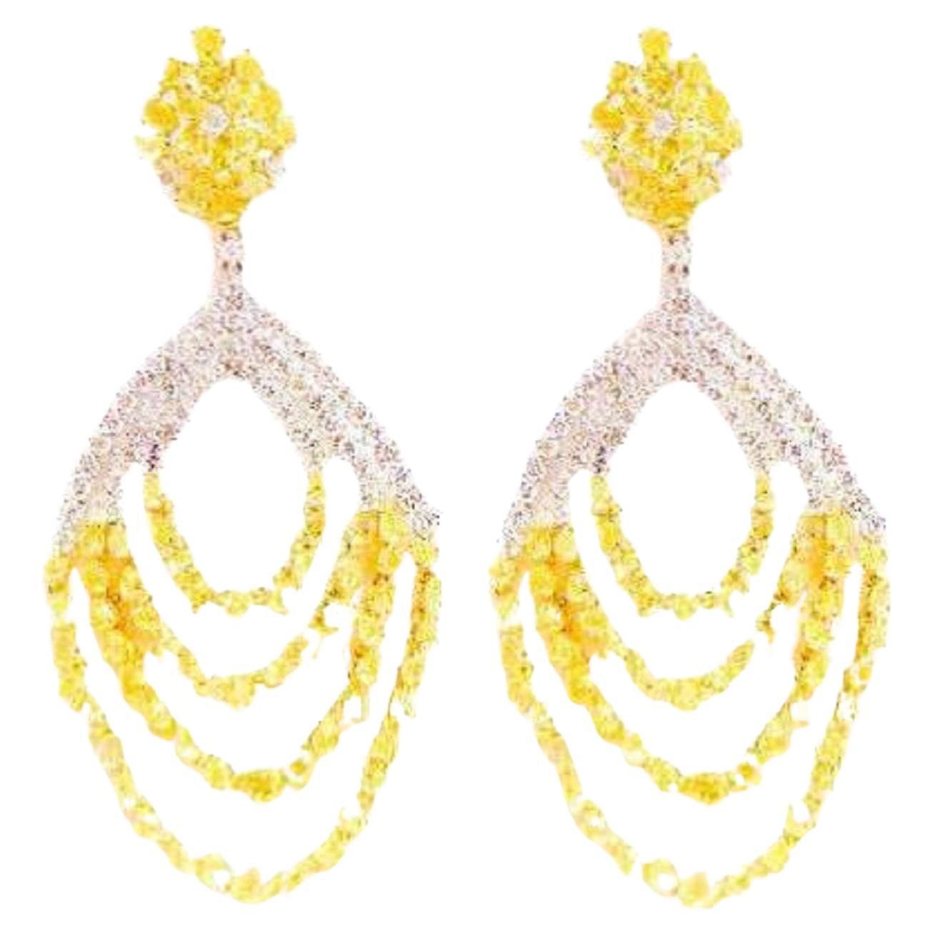 Diana M.18 kt White and Yellow Gold Chandelier Diamond Earrings  For Sale