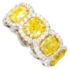 Diana M.18 kt white and yellow gold ring featuring 10.94 cts tw of radiant