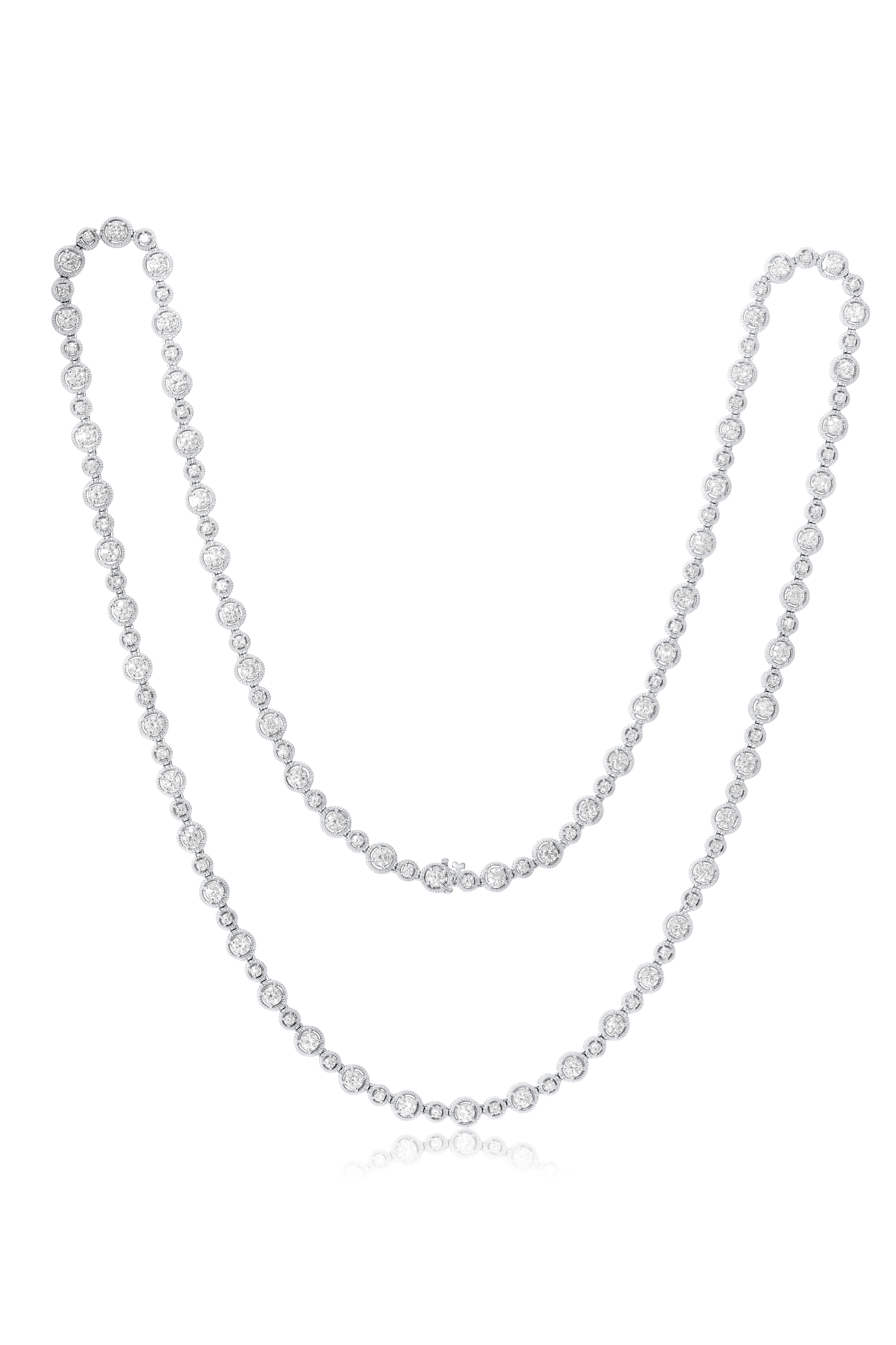 Collier de diamants personnalisé en or blanc 18k, 32