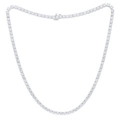 DIana M. maßgefertigte 19,50 Karat Diamant-Tennis-Halskette aus 18 Karat Weißgold mit 4 Zacken