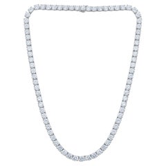 diana m fine jewelry Diana M.18 kt white gold 4 prong diamond tennis necklace containing 31.00 cts
