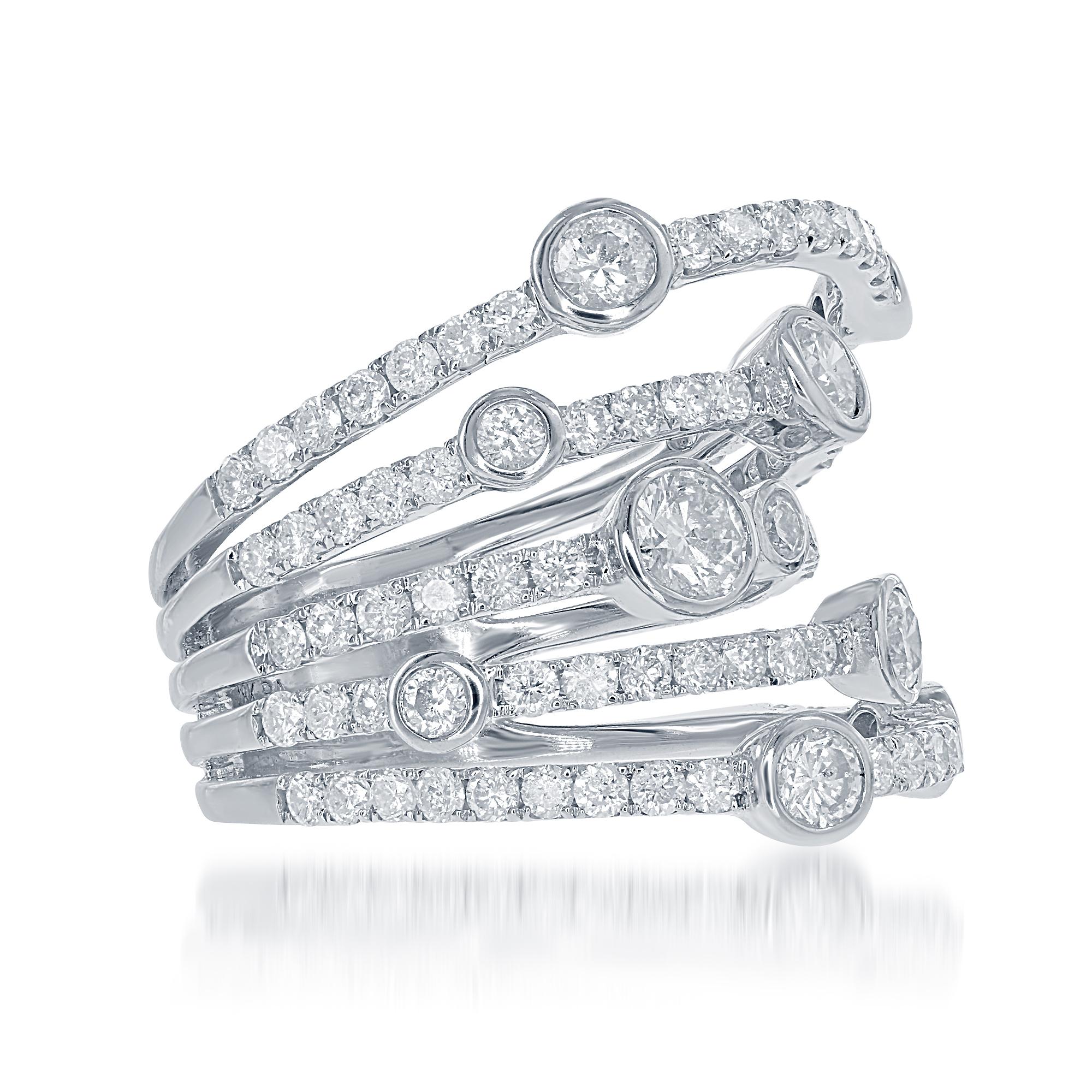 Moderne Diana, bague à la mode en or blanc 18 carats avec tw de diamants de 2,81 carats en vente