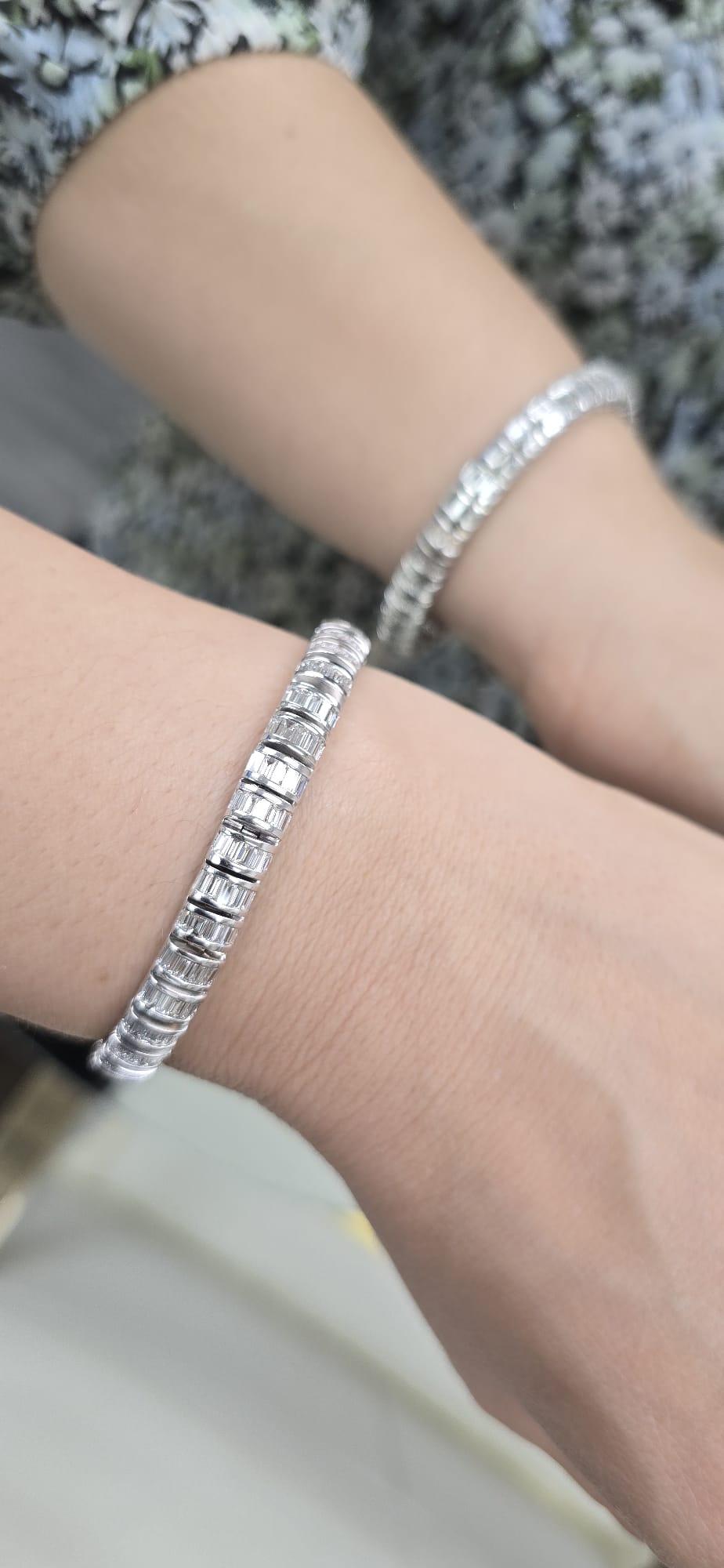 Diana M.Pulsera de tenis de diamantes en oro blanco de 18 kt adornada con 8,41 cts tw en Nuevo estado para la venta en New York, NY