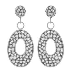 Diana M.18 kt White Gold Rhodium Plated Diamond Earrings Adorned with 26.43 cts