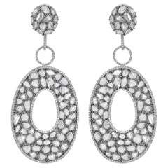 Diana M.18 kt White Gold Rhodium Plated Diamond Earrings Adorned with 26.43 cts 
