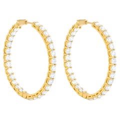 Diana M.18 kt yellow gold, 1.75" inside-out hoop earrings adorned with 10.30 cts