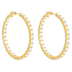 Diana M.18 kt yellow gold, 1.75" inside-out hoop earrings adorned with 10.30 cts