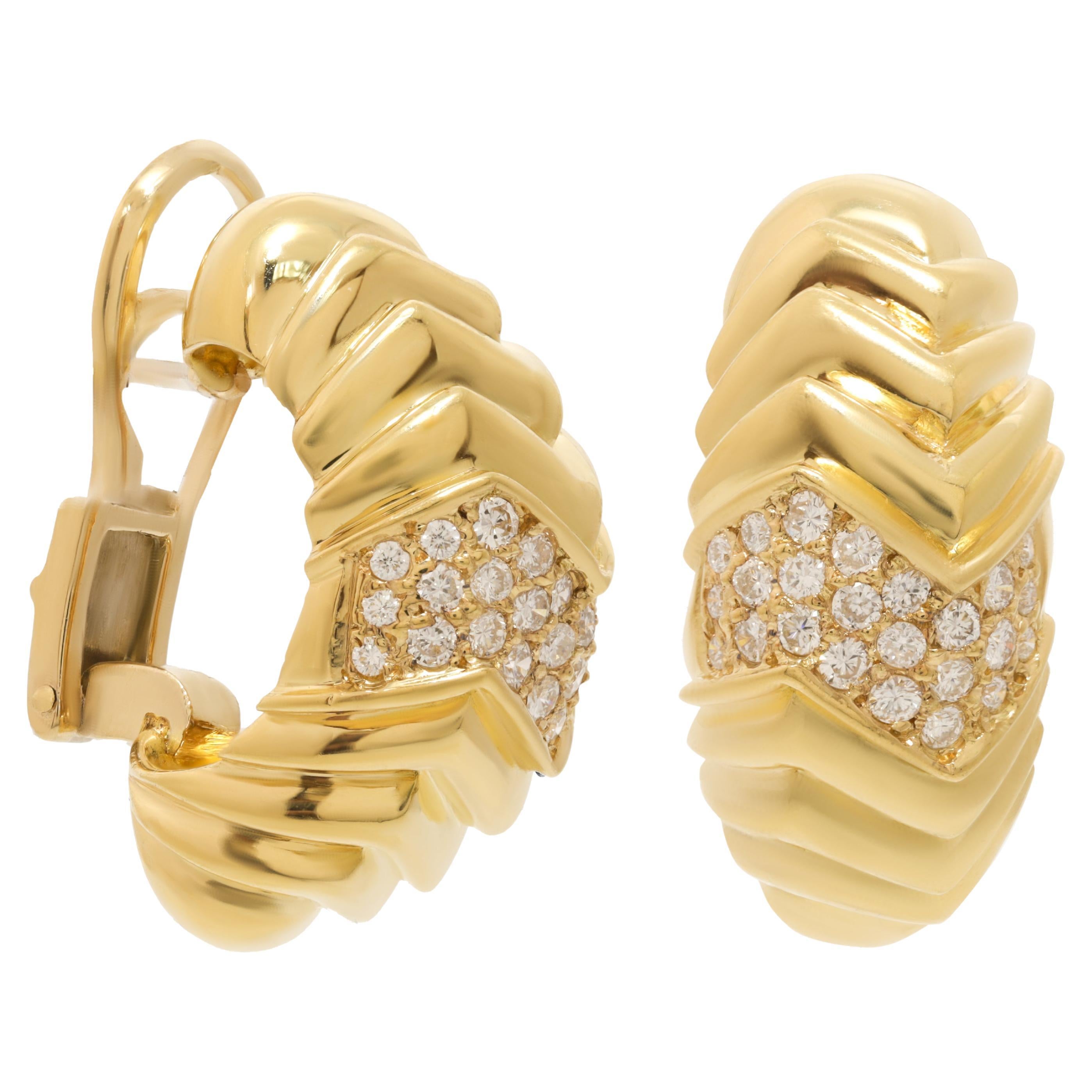 Diana M.18 kt yellow gold diamond earrings adorned with 1.50 cts tw of diamonds  For Sale
