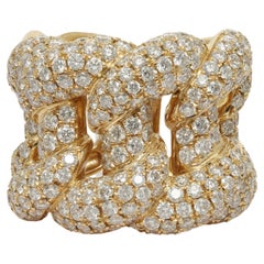Diana M.18 kt yellow gold link ring adorned with 5.50 cts tw of diamonds
