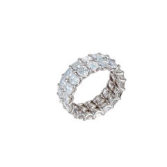 A&M. 8.83 Cts Asscher Diamond Double Row Wedding Band 18K White Gold (anneau de mariage à double rangée de diamants asscher)