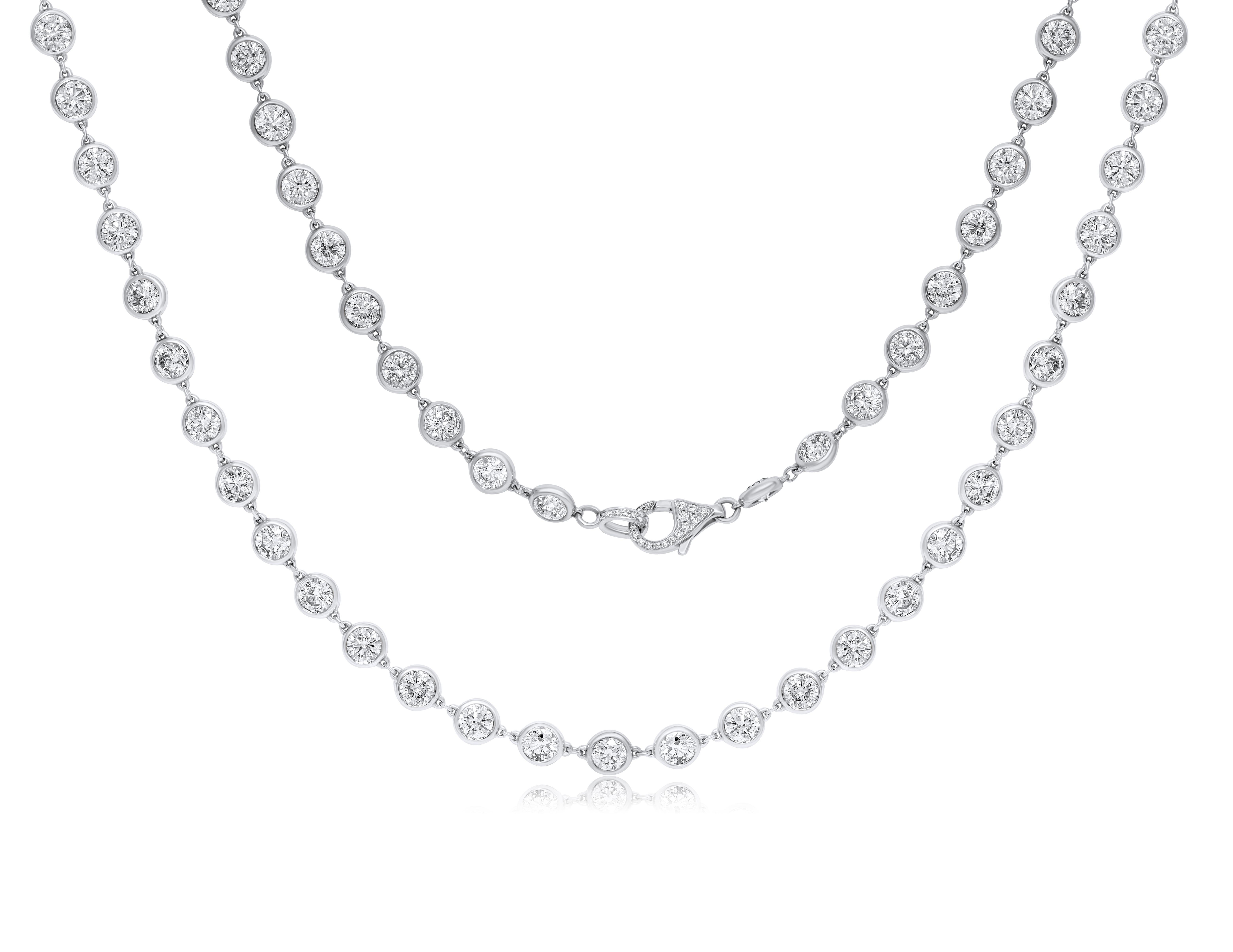 Round Cut Diana M.Custom 40.00 Cts Diamond-By-The-Yard Necklace 42