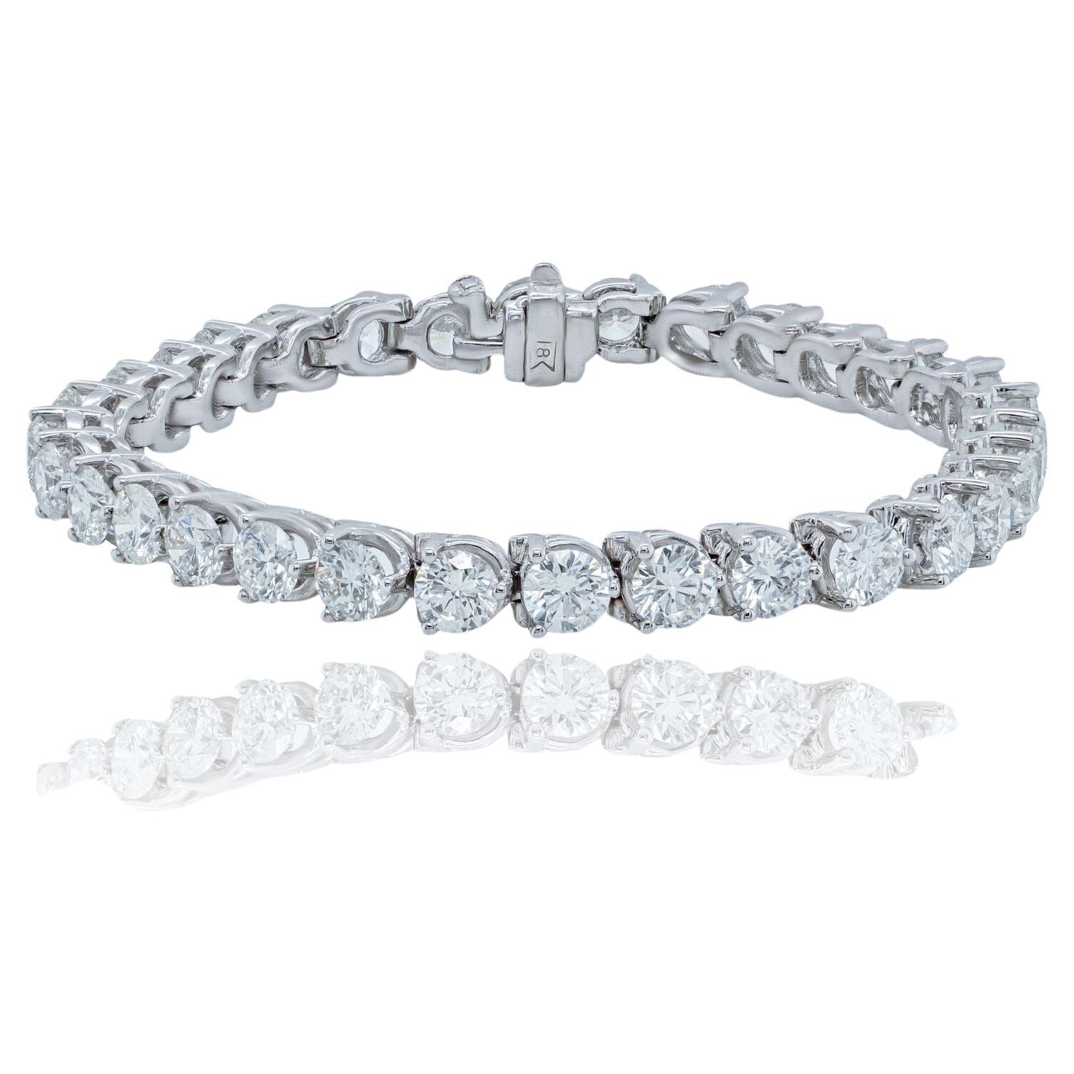 Diana M.Custom 18kt white gold tennis bracelet 7.85 cts tw of round diamonds  For Sale