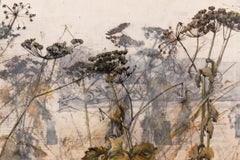 "Field" - Encaustic Layered Painting of Queen Anne's Lace with Printed Text