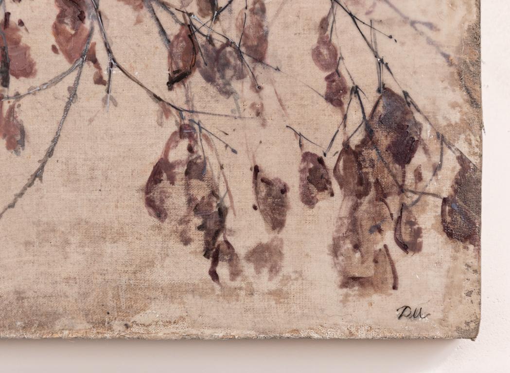 Pirouette - Enkaustik Mehrschichtiges Gemälde von Vögeln in einem Baum Zeitgenössisch  (Braun), Animal Painting, von Diana Majumdar