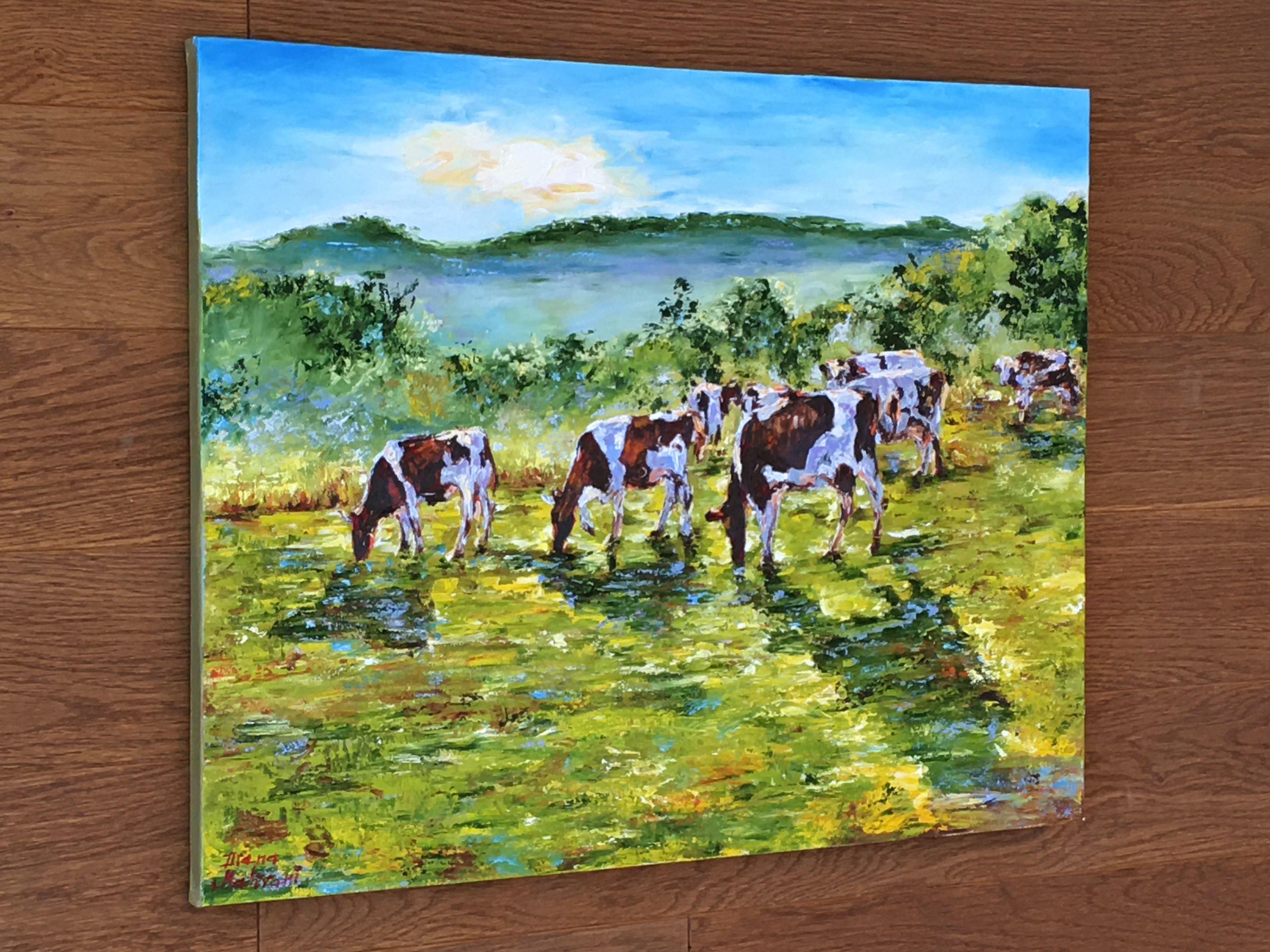 Dans les prÃ¨s alpins, Painting, Oil on Canvas 1