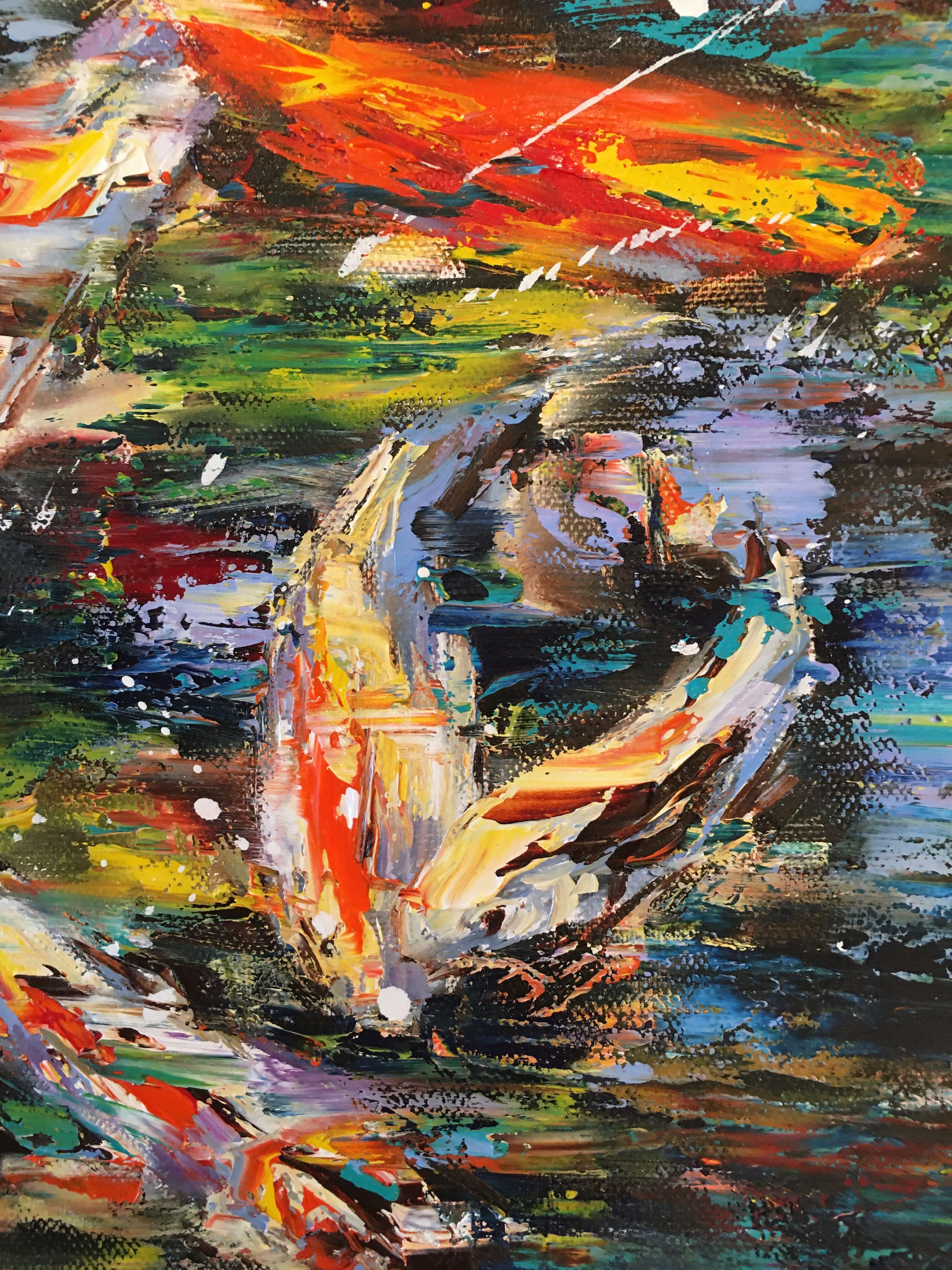 Koi Fish, Painting, Oil on Canvas 1