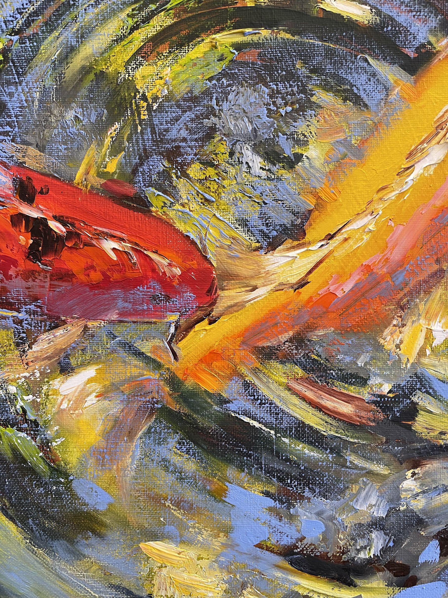 Koi Fish, Painting, Oil on Canvas 1