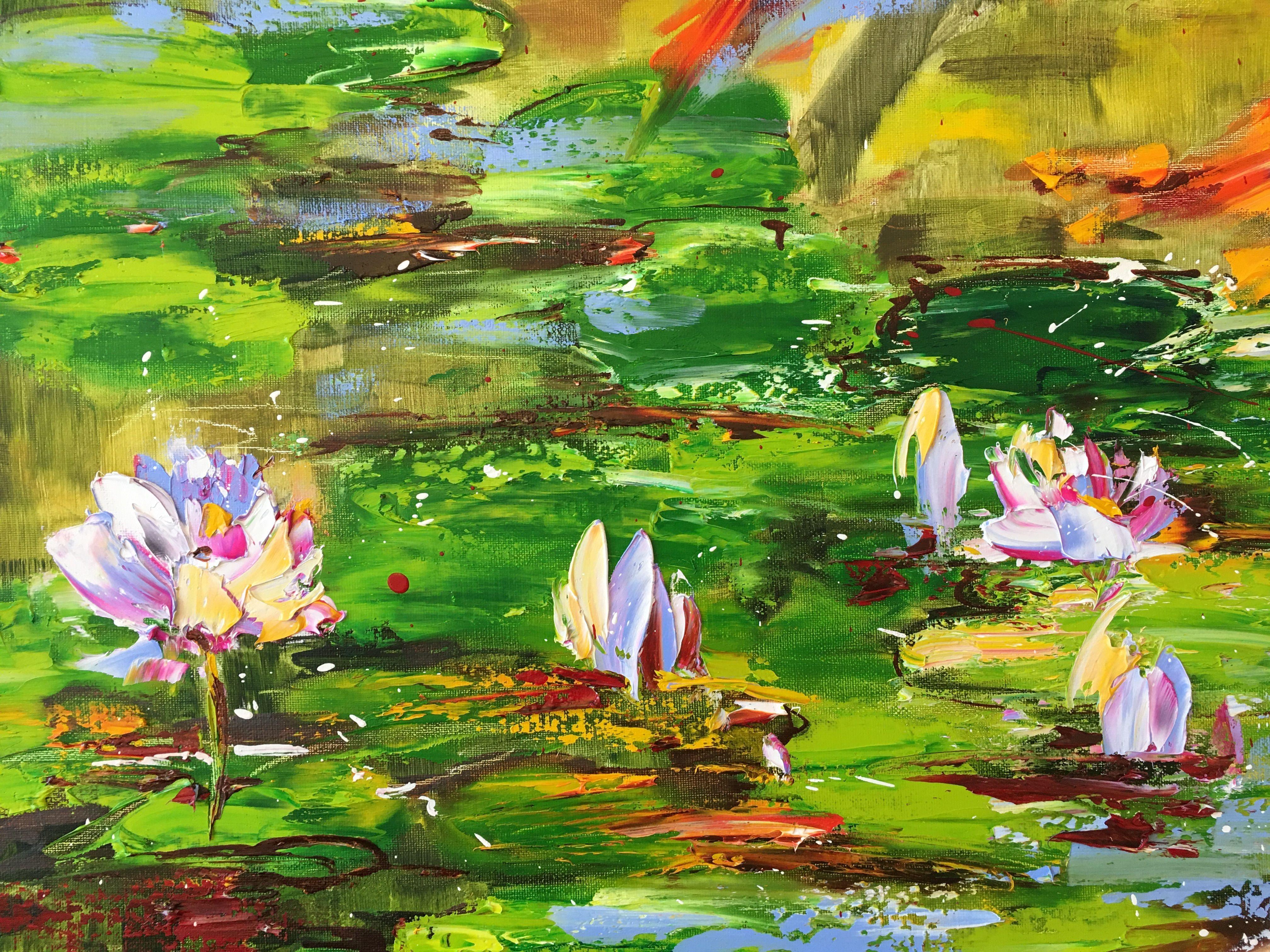 L'etang sous le soleil d'ete, Painting, Oil on Canvas 2