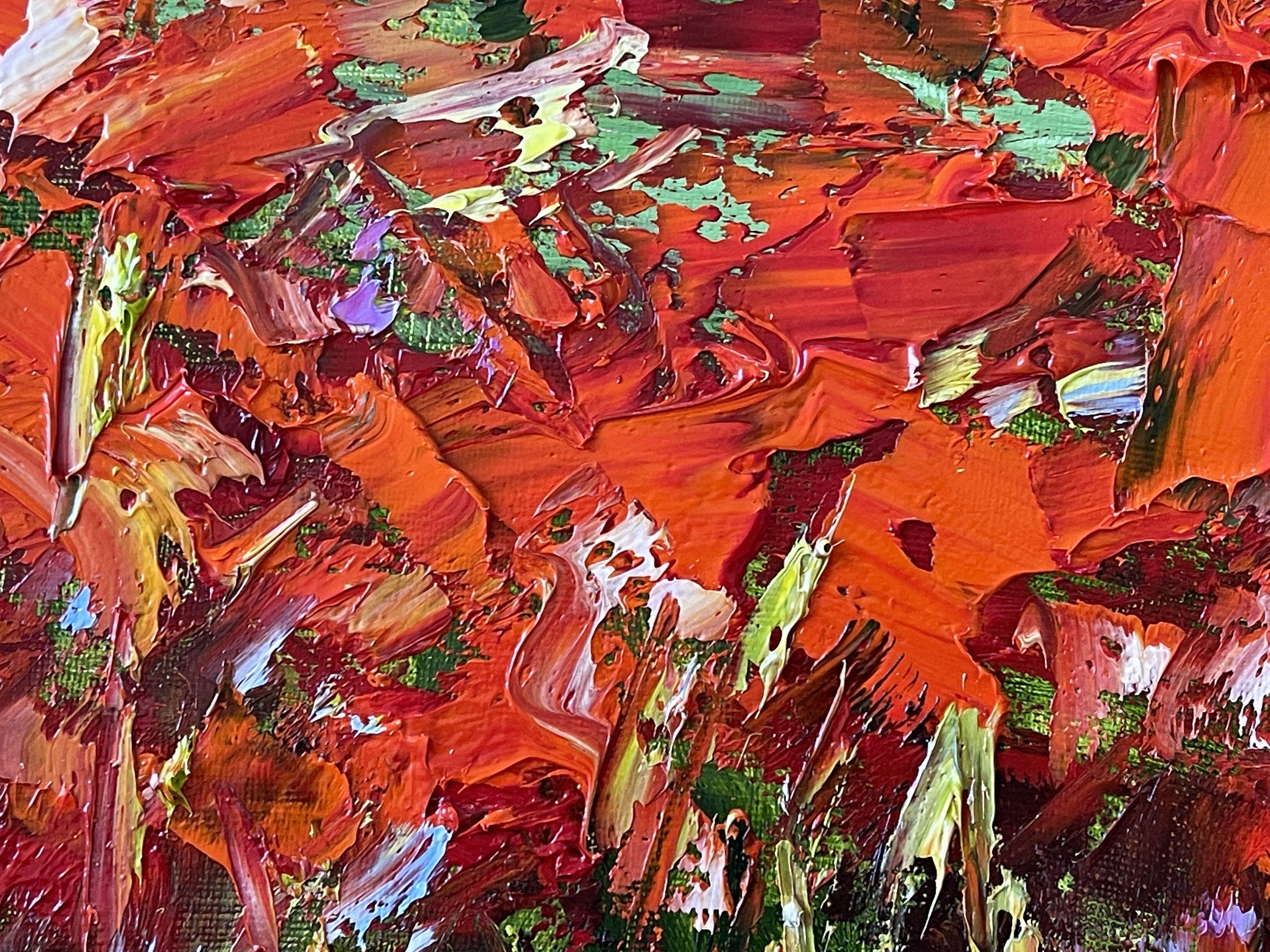 Sentiero nel campo di papaveri, Pittura, Olio su tela 1