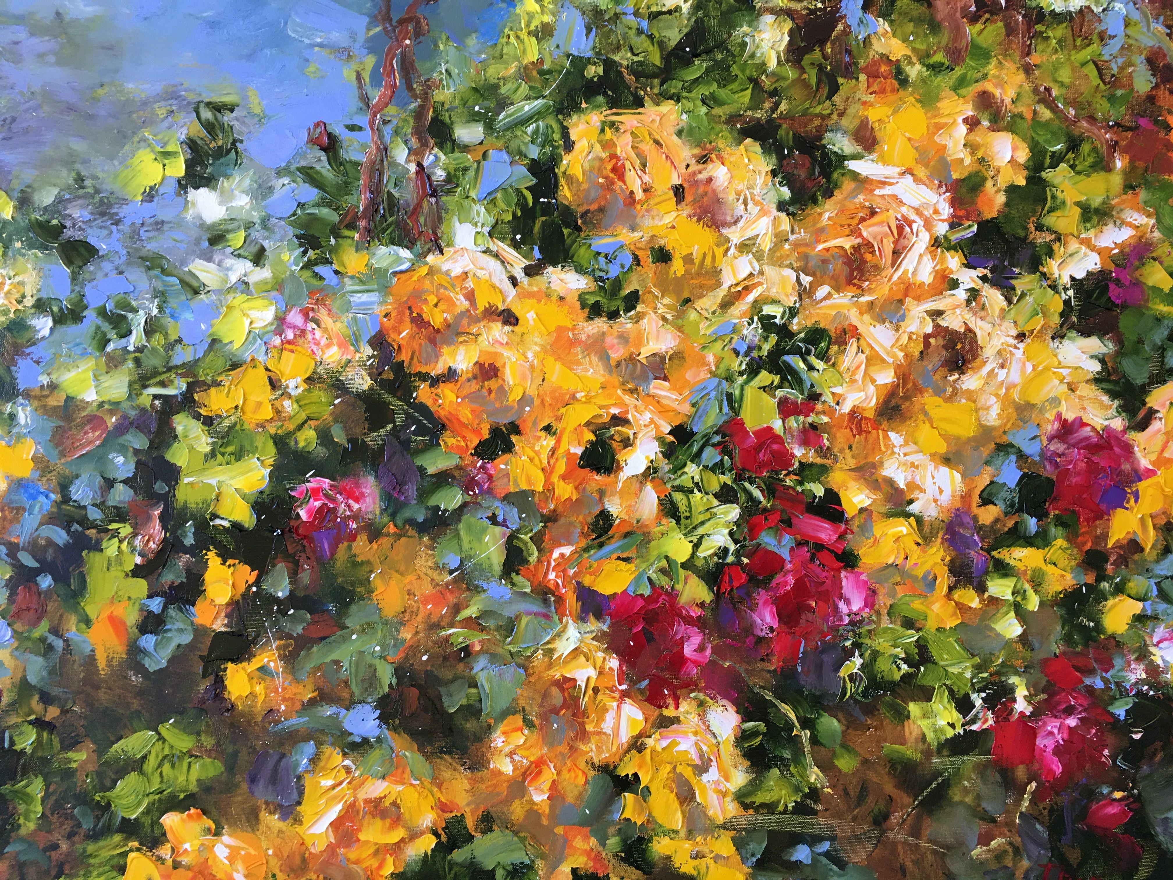 Silence du jardin estival, Painting, Oil on Canvas 3