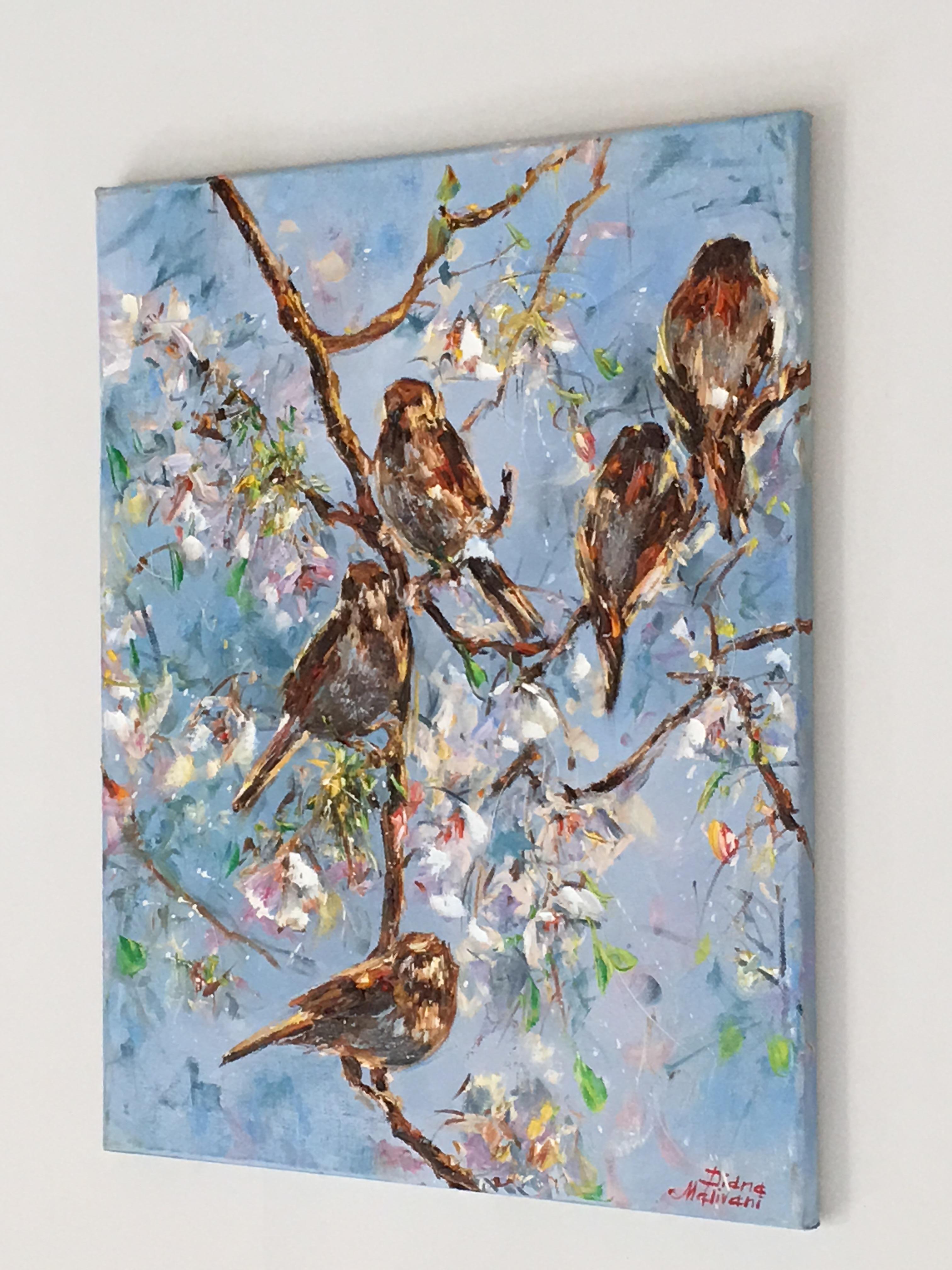 Sparrows, Painting, Oil on Canvas 1