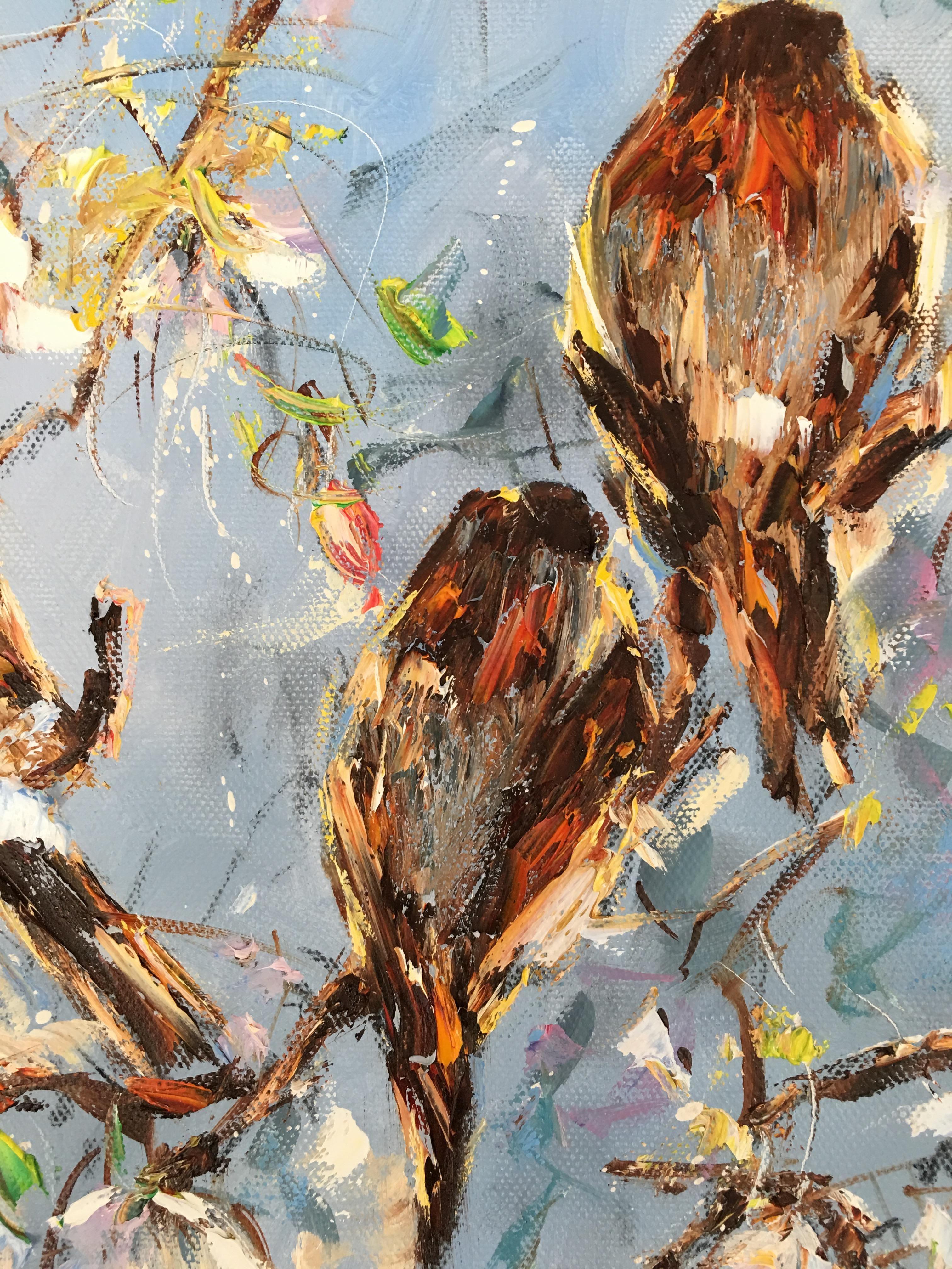 Sparrows, Painting, Oil on Canvas 4
