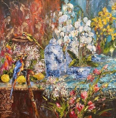 Still Life with Chinese Porcelain, Painting, Oil on Canvas