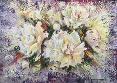 White Peonies, Painting, Oil on Canvas
