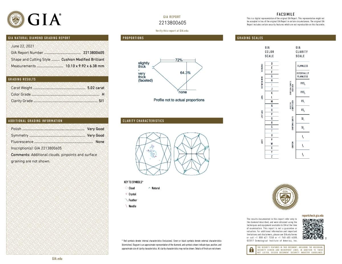 Diana M.Cushions Totale 10,53cts H VS2-SI1 Certificata GIA Borchie Abbinate in vendita 1