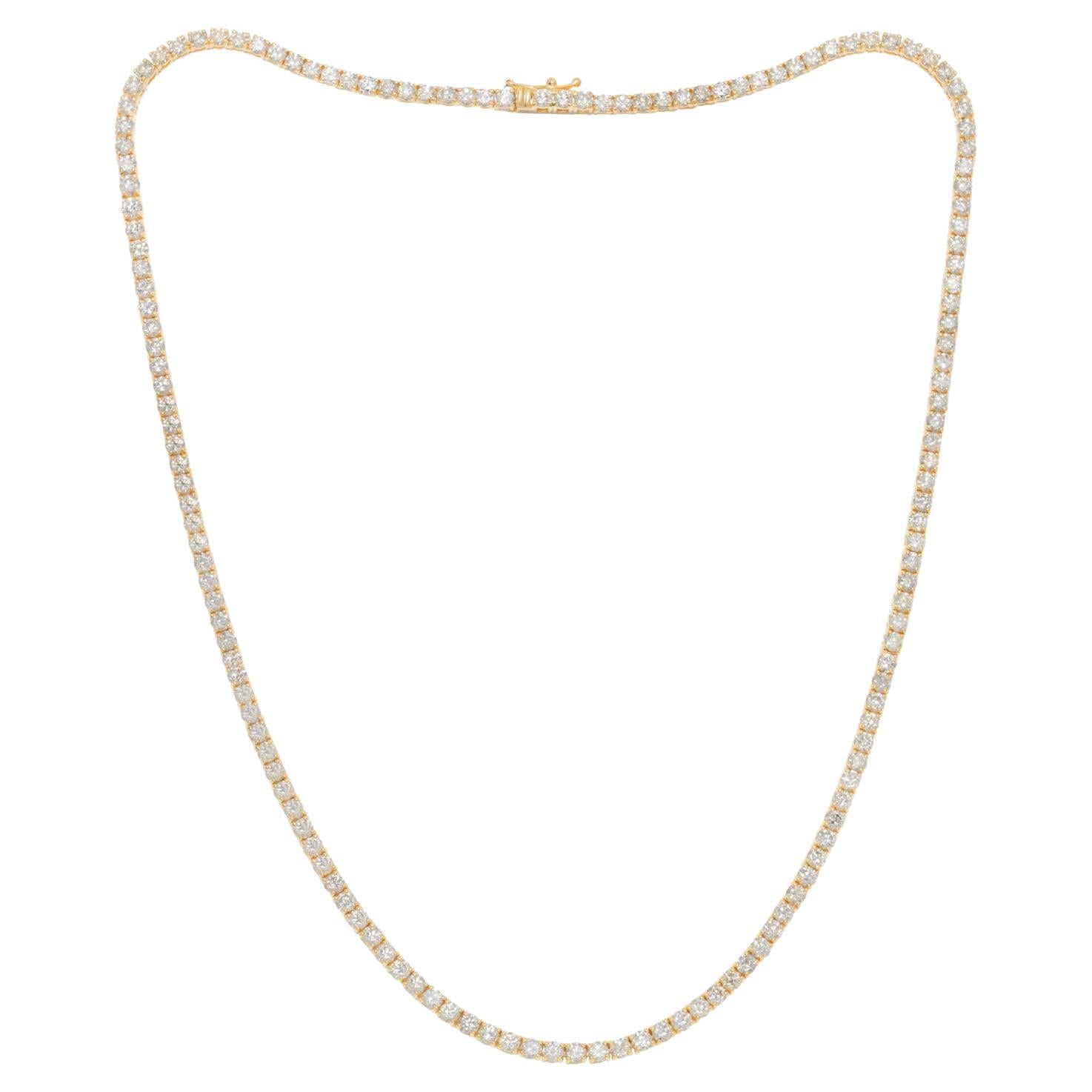 Diana M.Custom 10.24 cts Diamond Tennis Necklace 16" 14K Yellow Gold  For Sale