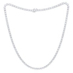 Diana M.Custom 24.20 Cts 4 Prong Diamond 18k White Gold Tennis Necklace