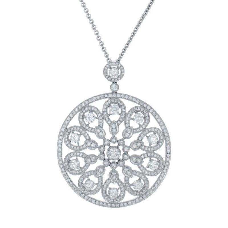 Pendente fashion in oro bianco 18kt con diamanti rotondi da 3,00 carati