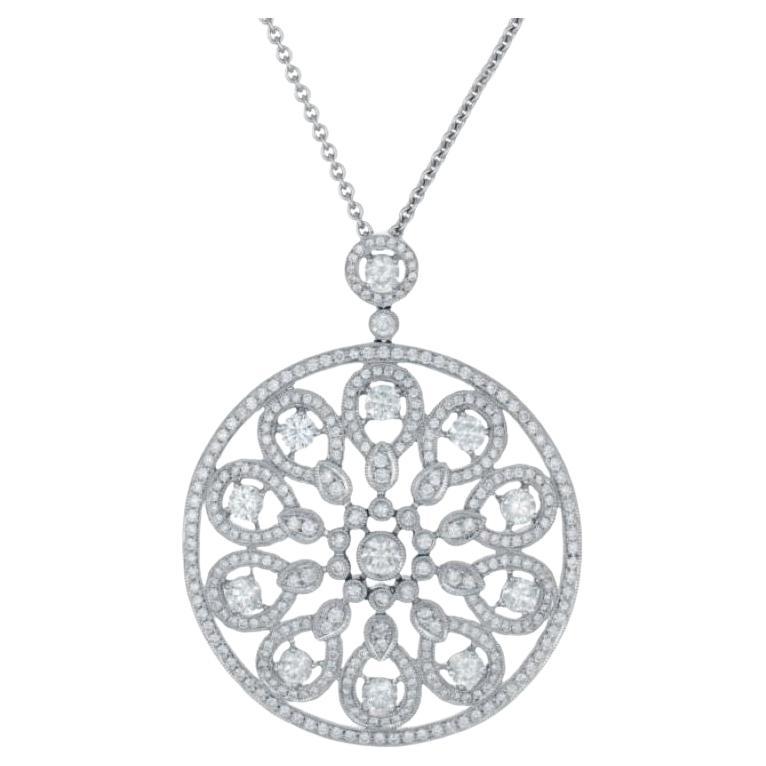Diana M. I. Custom 3,00 carati. Ciondolo con diamante rotondo in oro bianco 18 carati in vendita