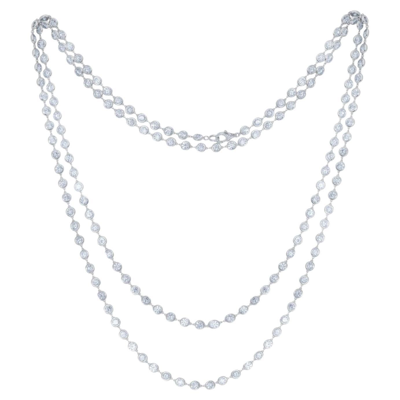 Diana M.Custom Collier 40.00 Cts Diamond-By-The-Yard 42" 18K White Gold 