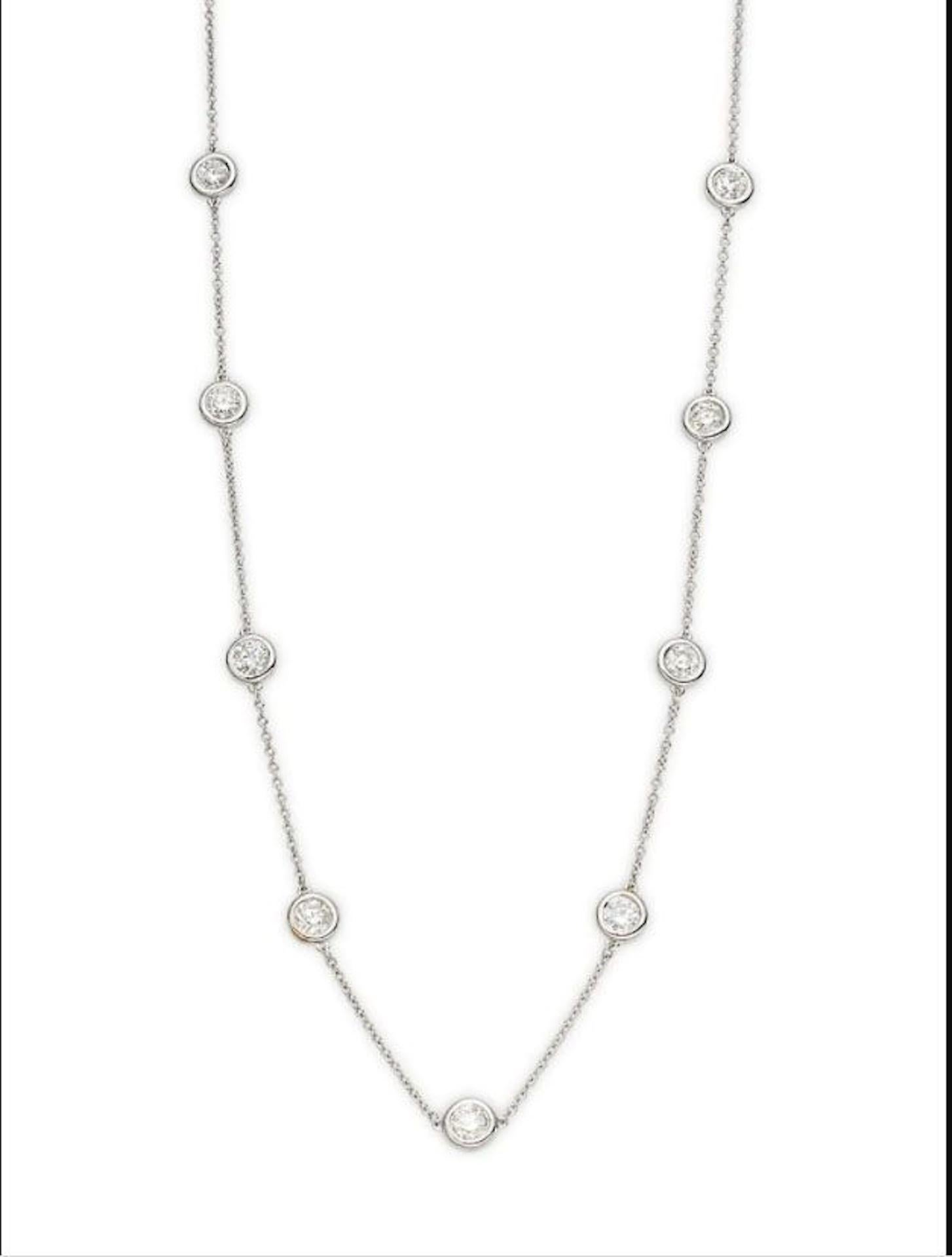 Modern Diana M.Custom 4.70 cts round diamonds  by the yard necklace 18k white gold For Sale